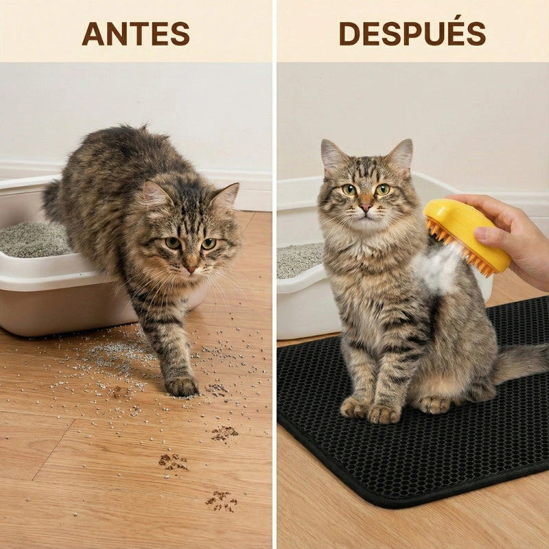 Combo Tapete Arenero + Cepillo de Vapor para Gato