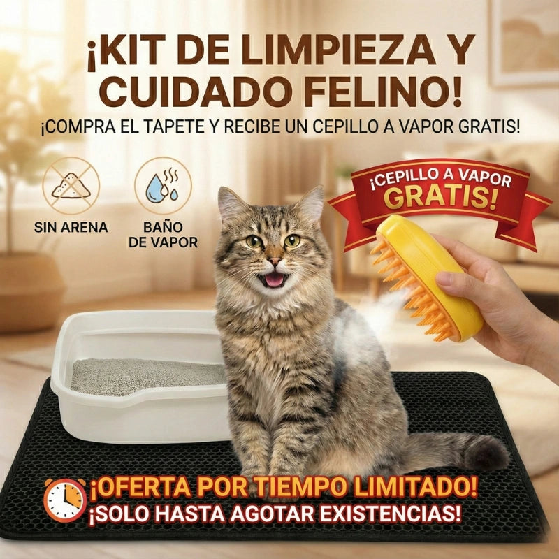 Combo Tapete Arenero + Cepillo de Vapor para Gato